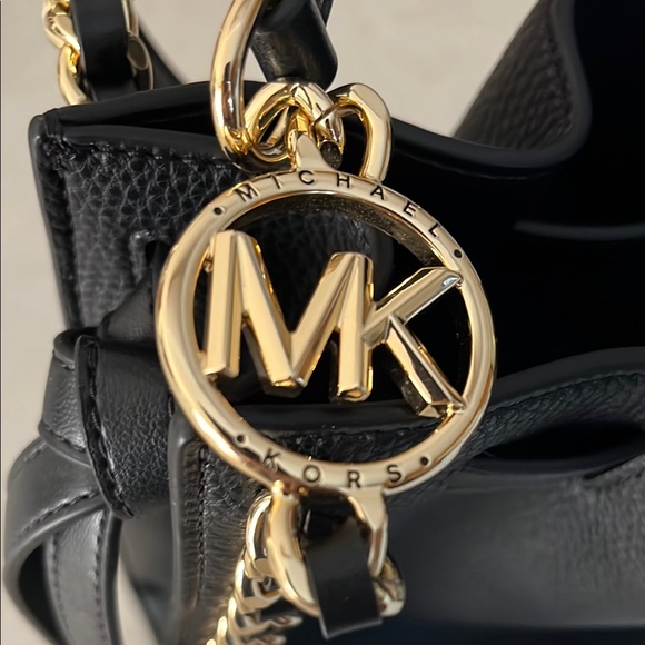 Michael Kors Black and Gold Structured Shoulder Bag - Picture 5 of 7